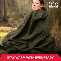 Dependable Olive Drab Green Camping Blanket 66″ x 90″ – Heavyweight Wool Warmth