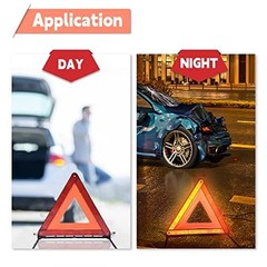 DEDC Warning Triangle, Foldable Safety Triangle, Triple Warning Kit, 3 Pack