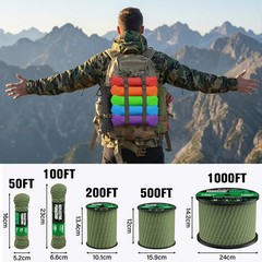 Reflective Paracord Rope 750 lb – 100ft 5/32″ Parachute Cord 4MM 12-Strand pa…