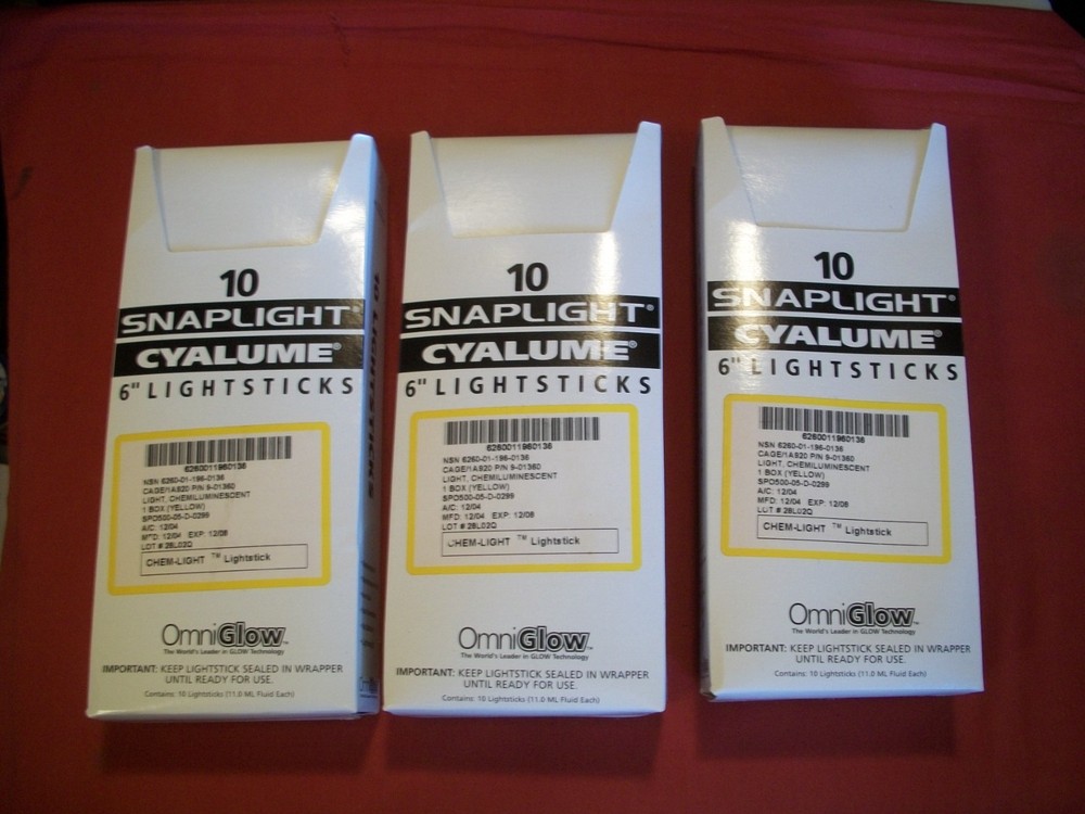 Omni Glow Snaplight Cyalume 6″ Lightsticks, 10 Sticks in Every Box You Buy, NOS