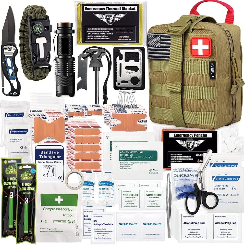 EVERLIT 250-Pc Survival First Aid Kit, IFAK Emergency Gear for Outdoor