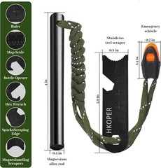 6-in-1 Waterproof Survival Fire Starter with Whistle & Multi Tool Scraper