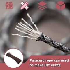 550lb Paracord Rope 200ft, 4mm Tent Rope Camping Cord Coffee/White