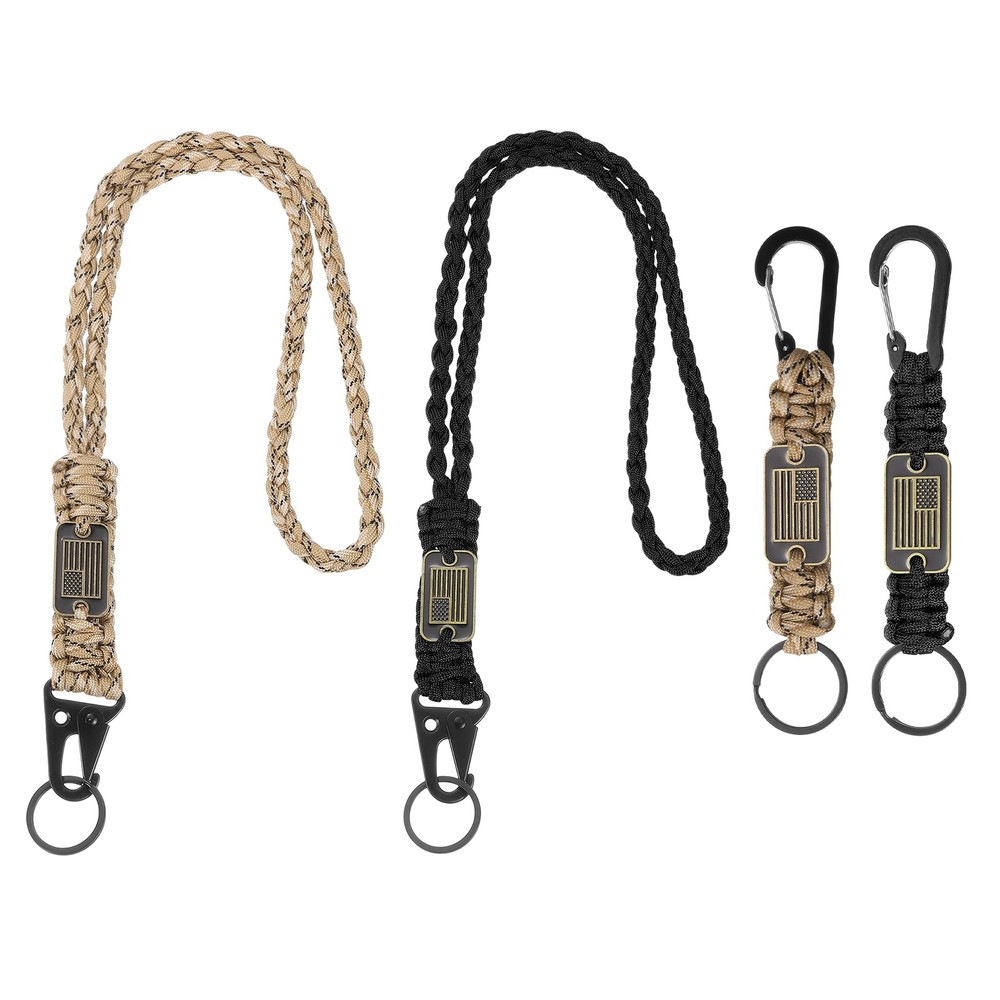 Paracord Keychain Carabiners Clip, 4Pcs& 21.7/6″ & Black/Desert Camouflage
