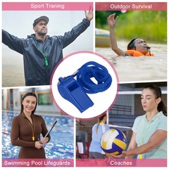 Plastic Whistles with Lanyard, 36 Pcs&Blue-Fitting for (Coaches/Referee)