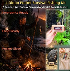 LoDinpo Pocket Survival Fishing Kit,Emergency Tackle Small, Desert Sand
