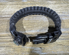 A2S Survival Paracord Bracelet with Emergency Whistle Black
