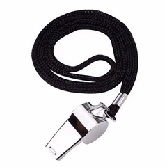 Whistle Referee Football Sports Metal Silver Rope Keyring School Rugby (Pack 2)