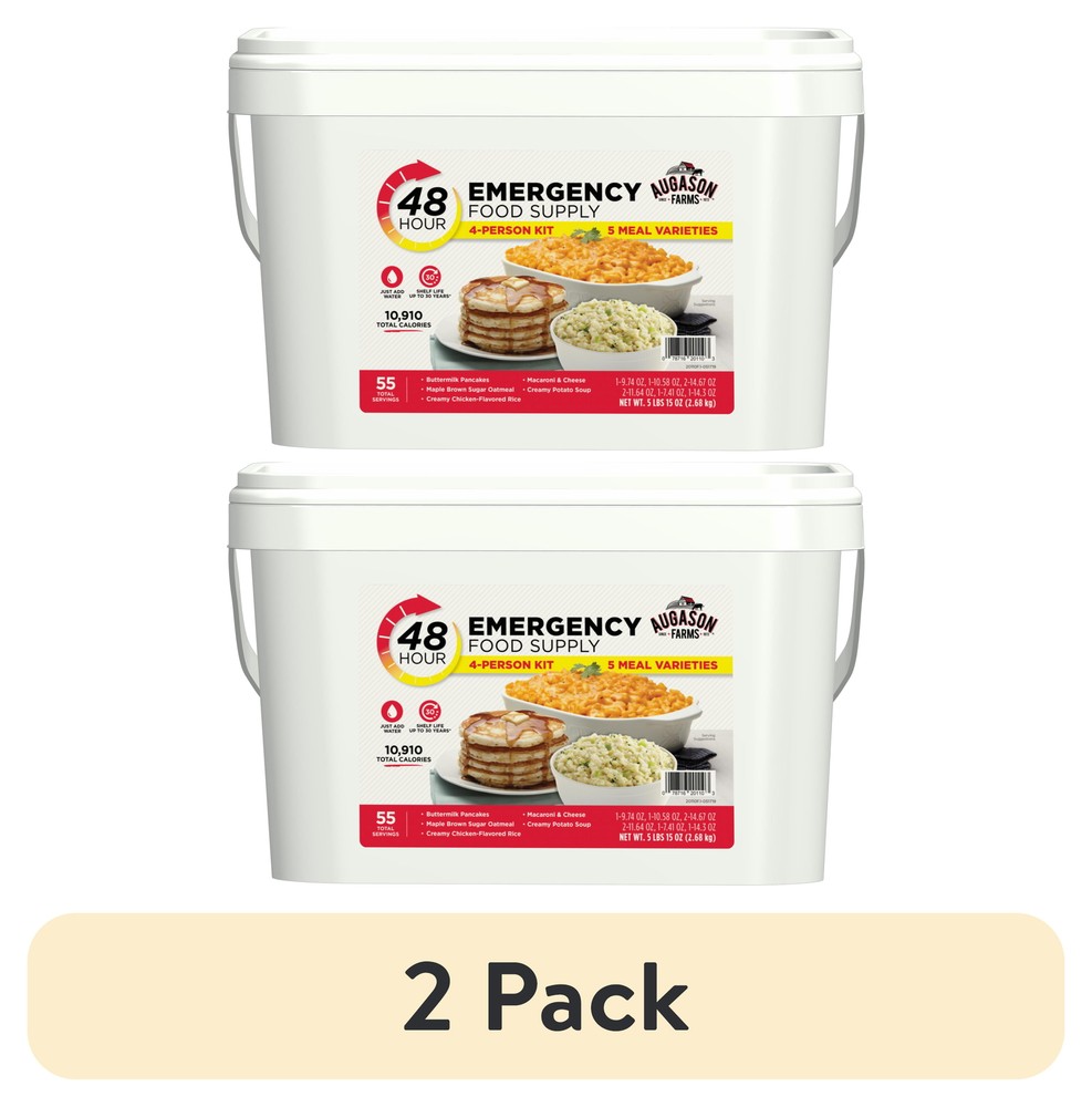 2pk Emergency Food Supply 48-Hr 4-Person Kit 94.47oz Survival Safety Bucket Kit