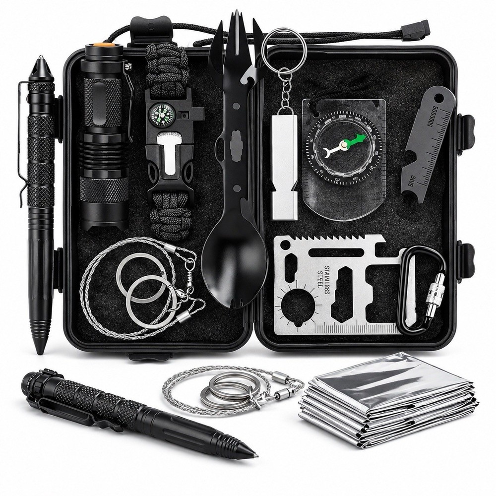 EDC Survival Kit Tactical Multi Tool Set Camping Hiking Emergency Gear Box