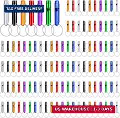 120pcs Whistle Keychain Bulk, Aluminum Whistles for Camping, Multicolor Outdoor