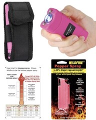 MINI Rechargeable Flashlight Stun Gun Pepper Spray Combo Women Self Defense