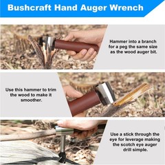 Outdoor Survival Tool Wood Drill Manual Hand Auger Wrench for Bushcraft Settlers