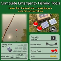 LoDinpo Pocket Survival Fishing Kit,Emergency Tackle Small, Desert Sand