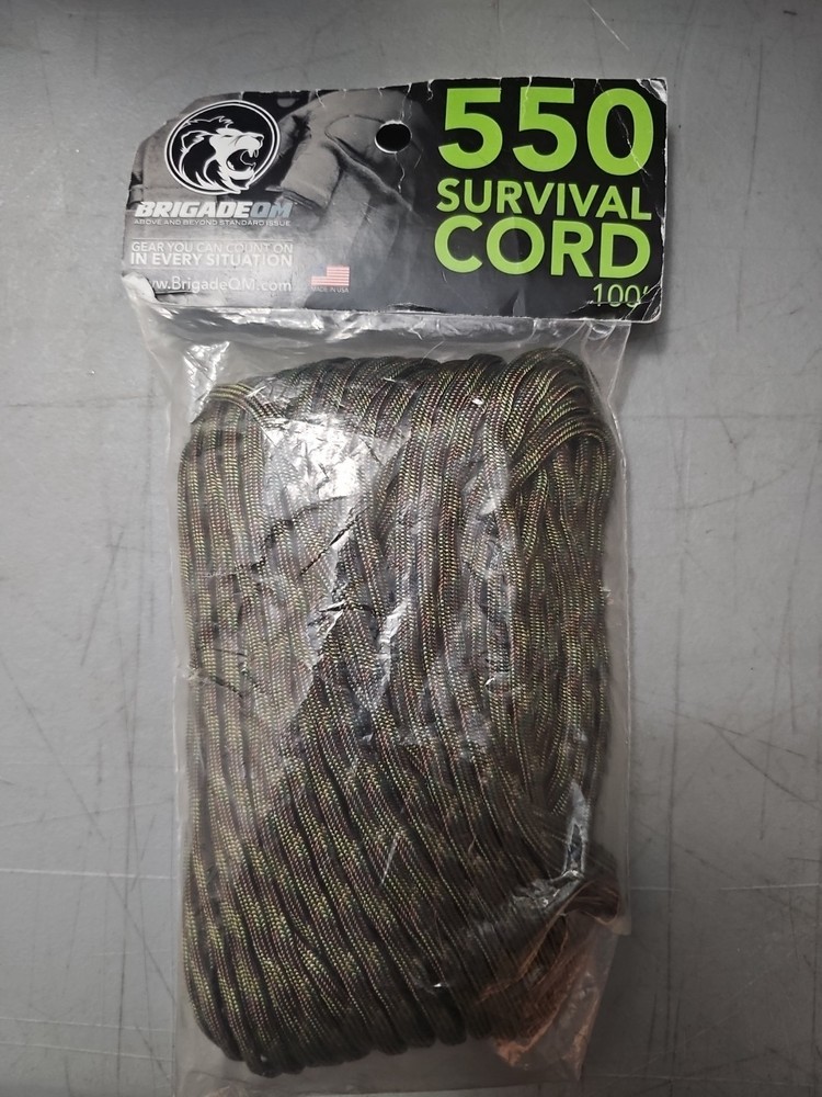 BRIGADE QM 550 Survival Cord 100ft Length 7 Internal Strands RAP102 Olive NEW