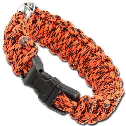 Unisex Paracord Bracelet | Atomic Red Survival Military Braided w/ Skull Charm