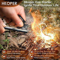 Ferro Rod Fire Starter with Striker, Flint and Steel Fire Starter, 6″ X 3/8″ Sur