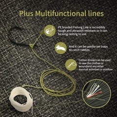 Survival Paracord Rope PSKOOK 100 Feet Fire Starter 100 Feet, Black-100ft