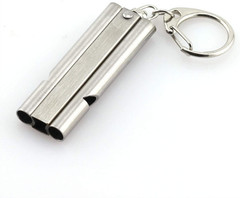 1 Piece Double Tube Whistle Stainless Steel High Frequency High Decibel Outdoor