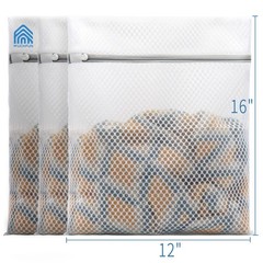 Muchfun 3Pcs Durable Honeycomb Mesh Laundry Bags for Delicates Medium, White