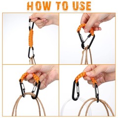 5 Pcs Heavy Duty Paracord Keychain Carabiner Clip Braided Lanyard Key Chain