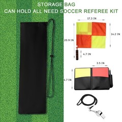 Soccer Referee Kit 2 Pcs Checkered Linesman Soccere Flags, Red Yellow Ref Car…