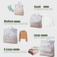 GWT 4Pcs 3D Mesh Laundry Bags with Hanging Handles 20″ x 24″ x 4″, Clear