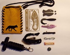 ALPHA POUCH EDC NECKLACE Survival Card 32 Tools Knife Fire Fishing Kit Compass