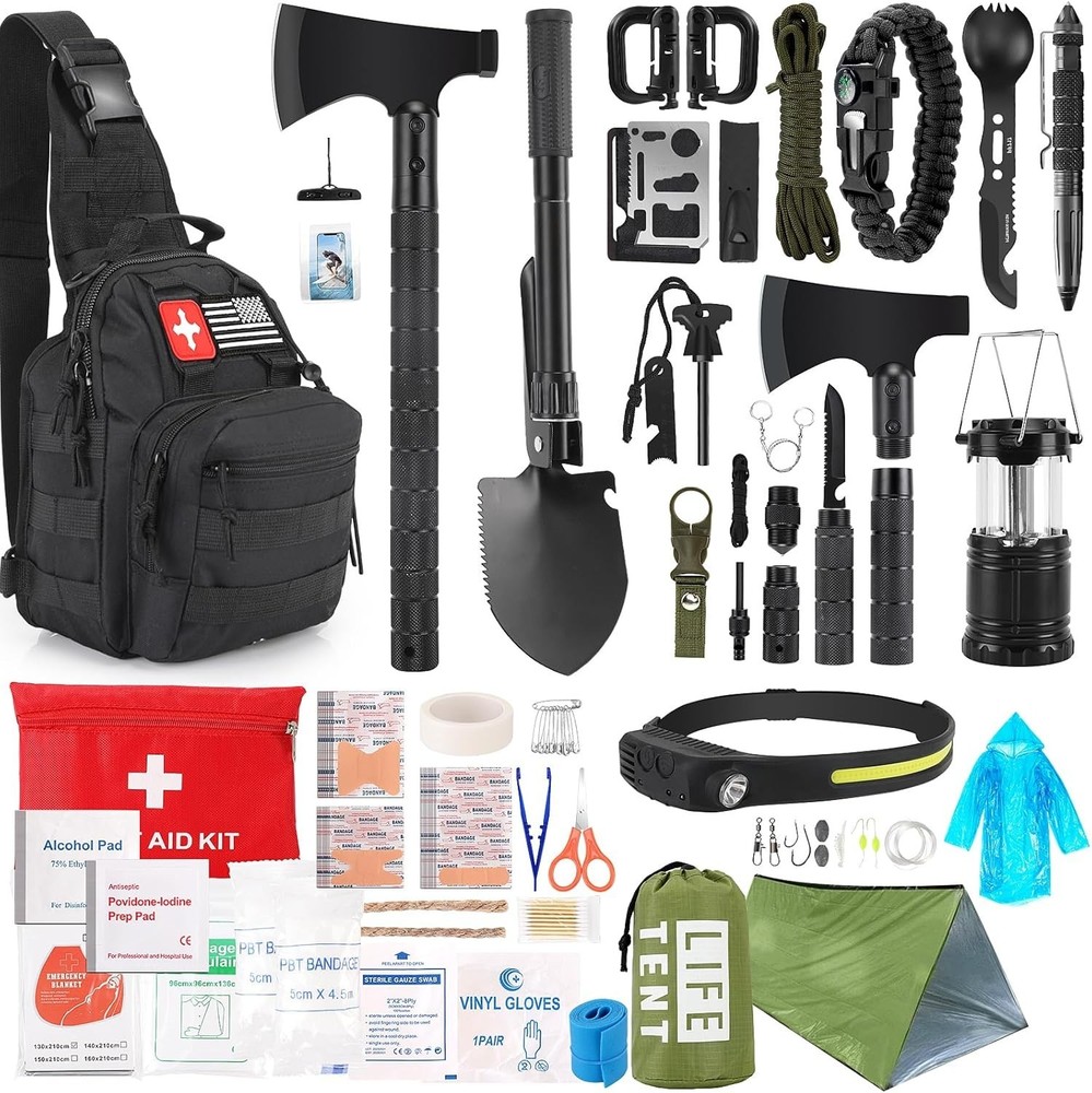 Survival Kit 268 Pcs Emergency Gear Equipment Supplies First Aid Camping Axe