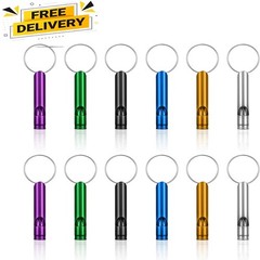 12 Pack Emergency Whistle Key-chain Aluminum Extra Loud Safety Whistles 6 Colors