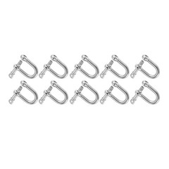 10Pcs M8 D Shape Shackle for Mounting Ropes Cables Straps Chains Trailers DIY