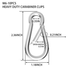 Carabiners Clip Spring Snap Hook,Heavy Duty Galvanized Steel(10&120PcsM6,50PC…