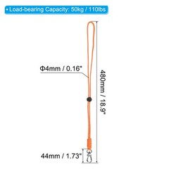 2pcs 19″ Paracord Lanyard Clasp Necklace Badge Holder Strap Keychain Cord Orange