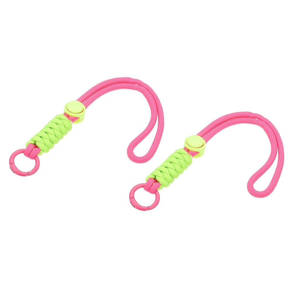 2Pcs Paracord Lanyard Keychain with Spring Ring Rose Red Light Green