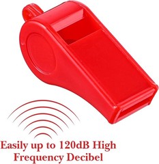 12PCS Red Emergency Whistles with Lanyard 120dB Whistles Multi-use Plastic