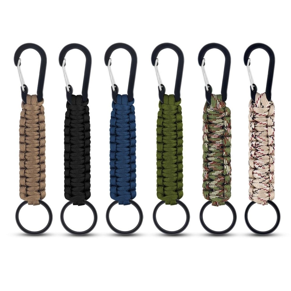 6 Pack Paracord Keychain with Carabiner Braided Lanyard Key Chain Paracord Carab