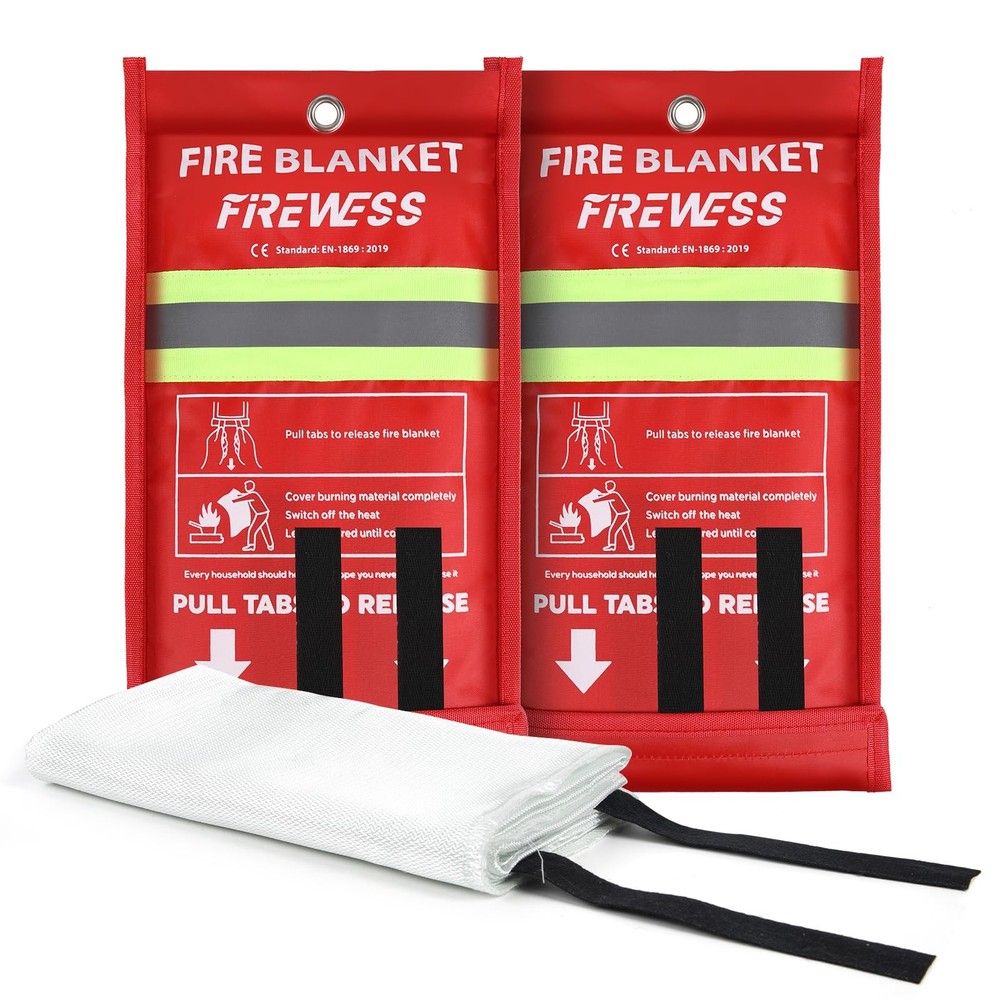 FIREWESS Emergency Fire Blanket, 2 39 inches by 39 inches, Fiberglass-2pack