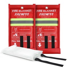 FIREWESS Emergency Fire Blanket, 2 39 inches by 39 inches, Fiberglass-2pack