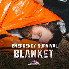 MODERN NEEDS Emergency Sleeping Bag Survival – Thermal Blanket & 1, Orange