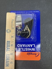 Vintage Champion Sports Whistle Silver Brass Black Nylon Lanyard BP401 New NOS