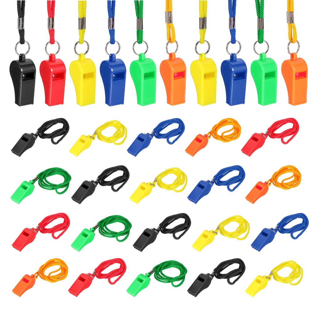 Plastic Whistles with Lanyard, 36 Pcs&6 Colors-Fitting for (Coaches/Referee)