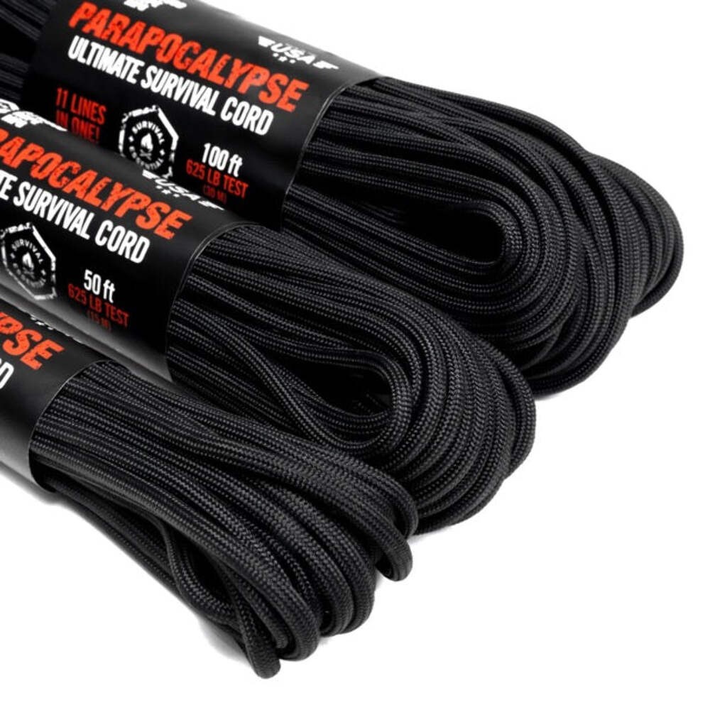 625 PARAPOCALYPSE ULTIMATE SURVIVAL CORD – 50 FEET – BLACK – Atwood Rope – Brand