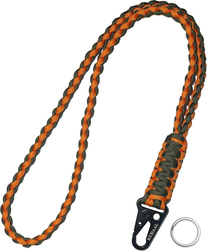 Paracord Lanyard Keychain – Heavy Duty Key Strap with Whistle & Badge ID Wallet