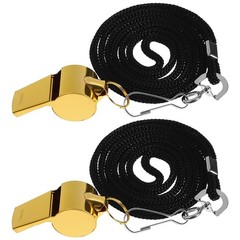 2Pcs Stainless Steel Cheering Whistles with Hanging Lanyard for Sports Events