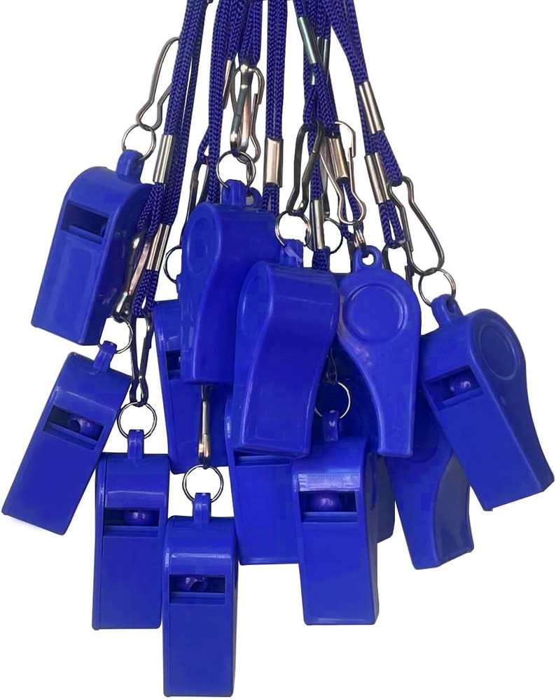 20 Pcs Plastic Loud Whistles with Lanyard for Referee Coaches Basketball Footbal