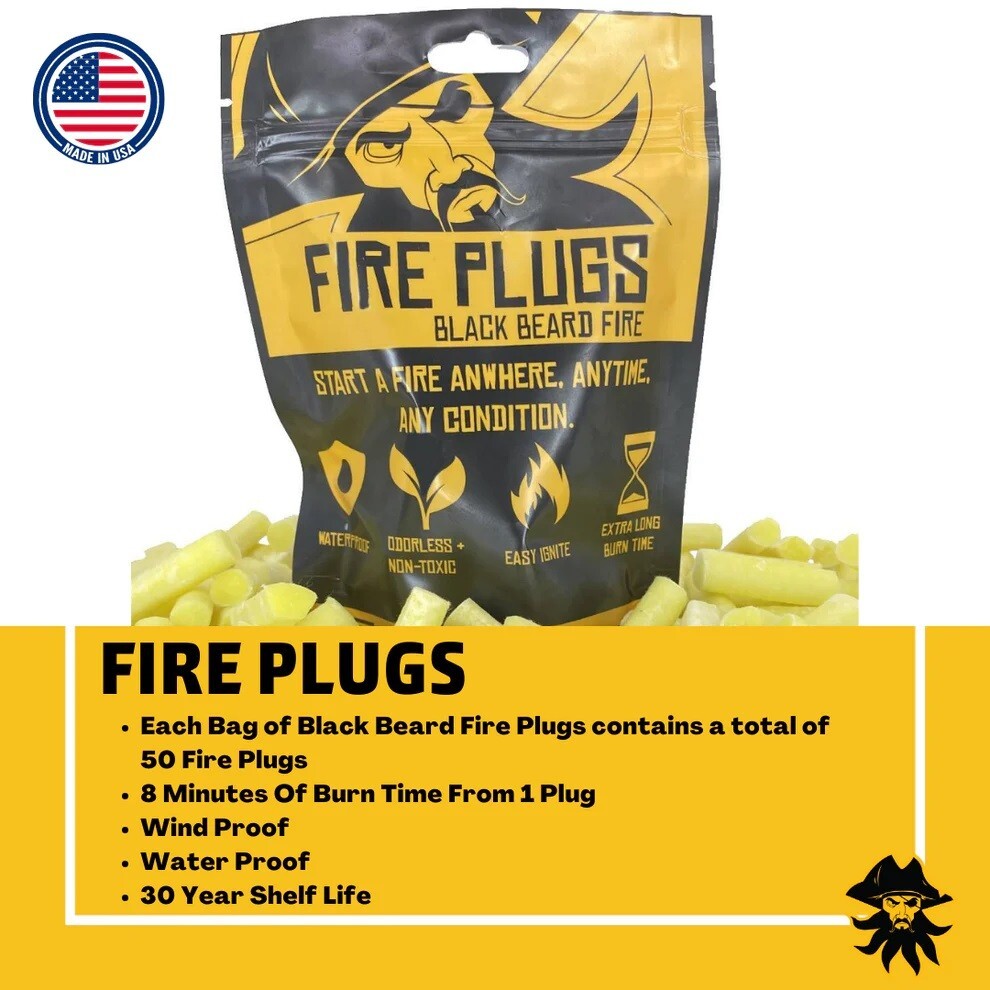 Black Beard Fire Plugs Fire Starter – Fire Starting Tinder – Made in the USA