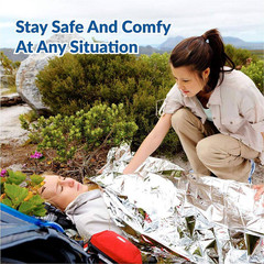 52 In. X 84 In. Emergency Foil Mylar Thermal Blanket in Silver, Survival Kit Bla