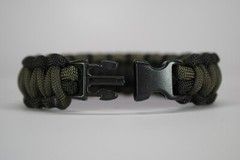 550 Paracord Survival Bracelet Cobra Black/OD Green «Made in the USA»