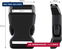 1 Inch, 6 Pack Black Plastic Side Release Buckle for Paracord Bracelets (1″)