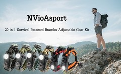 20 in 1 Survival Paracord Bracelet Adjustable Gear Kit with SOS LED Light, Fire